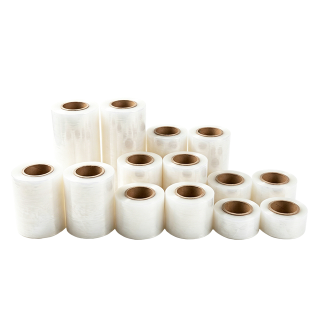 Venta al por mayor de mini rollos de pel&iacute;cula adhesiva de PE para entrega profesional de alimentos y embalaje para llevar con alto rendimiento adhesivo